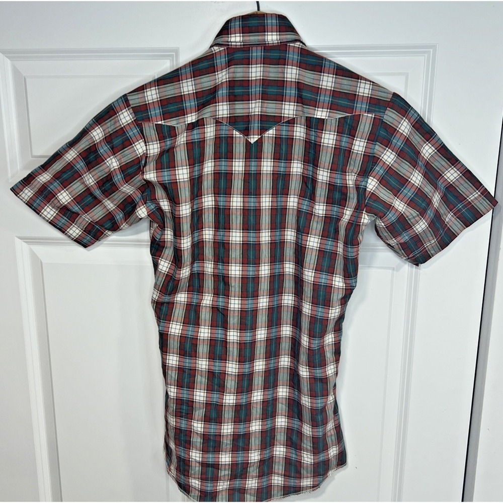 Panhandle Slim VTG Golden West Pearl Snap Men S Slim Fit Permanently Press Plaid - Picture 3 of 9